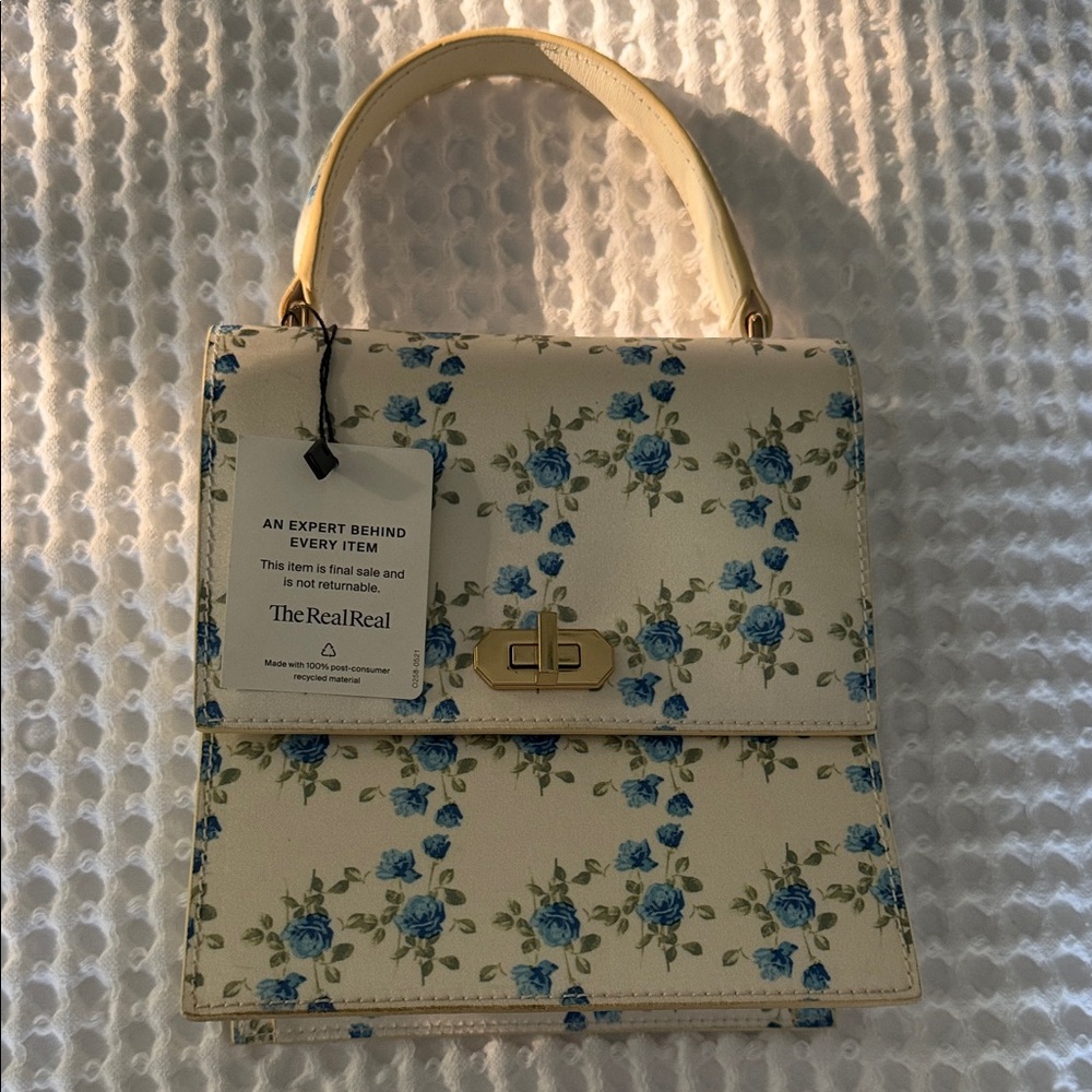 Floral Cream and Blue Women's Bag